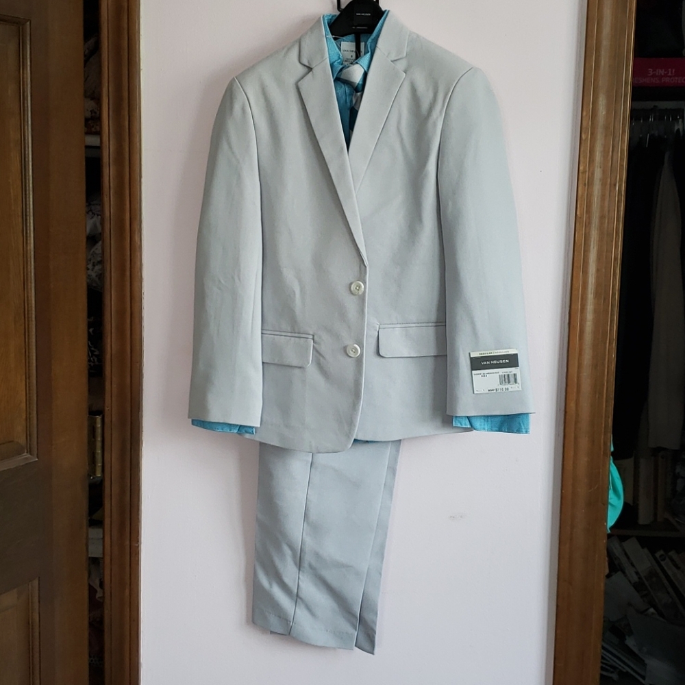 Van Heusen Light Gray Kids Jacket & Pants Set